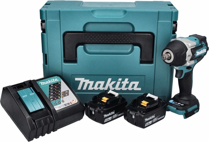 Actual product image Makita DTW 700 RTJ Battery impact wrench 18 V 700 Nm 1/2" XPT Brushless + 2x battery 5.0 Ah + charger (Rechargeable battery operated)