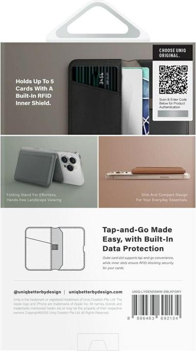 Produktbild Uniq Lyden DS RFID Magnetic Wallet with Phone Stand - Black