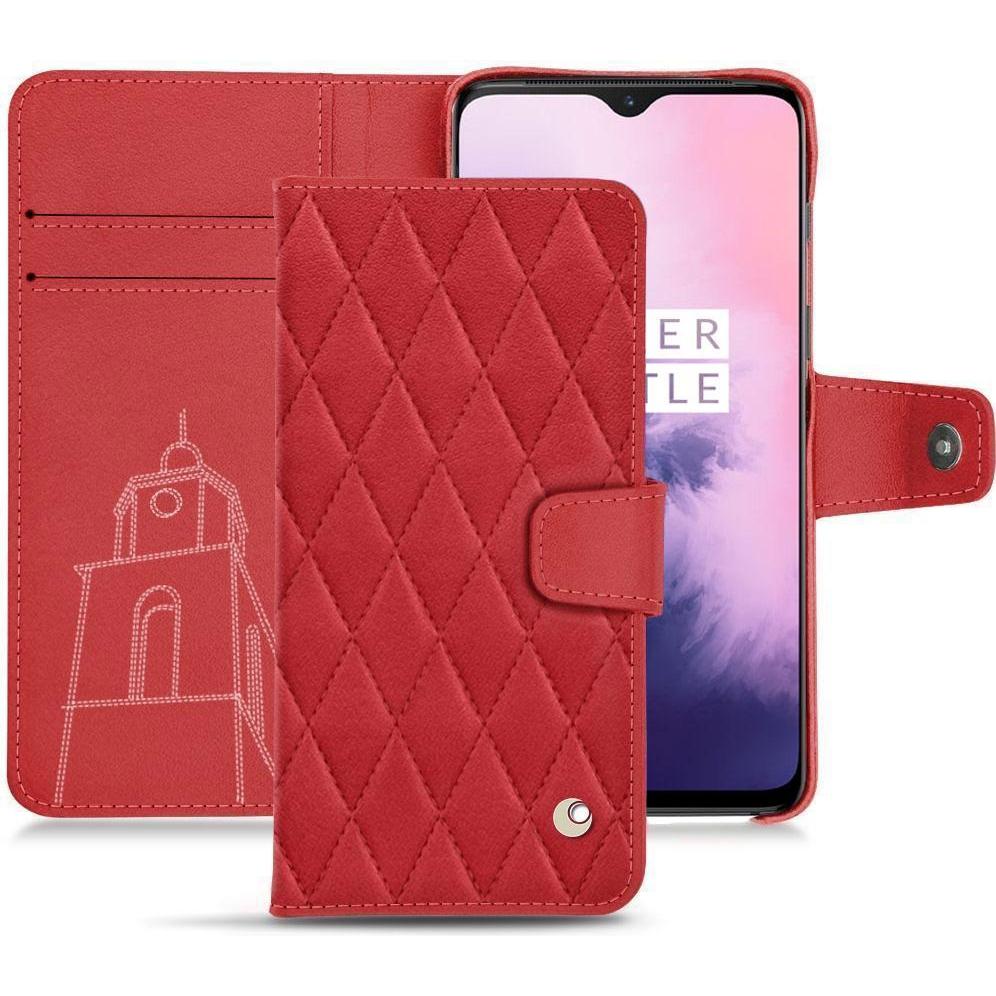 Noreve Lederschutzhülle Wallet (OnePlus 7), Smartphone Hülle, Rot