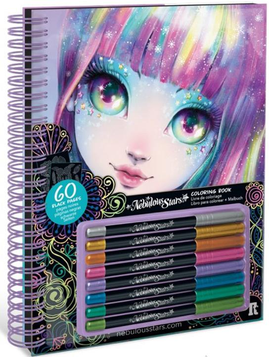 Nebulous Stars Colouring book with black pages