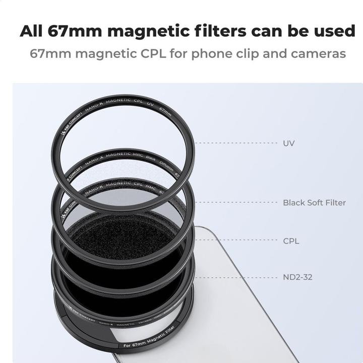 Produktbild K&F Concept 67mm Magnetic Phone Clip, Cleaning Cloth