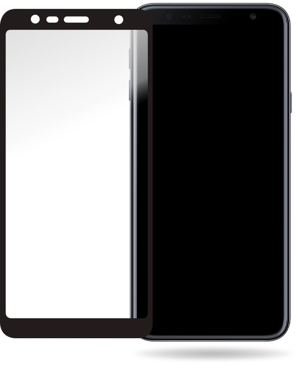 Actual product image Mobilize Black frame glass (1 Piece, Samsung Galaxy J4+)