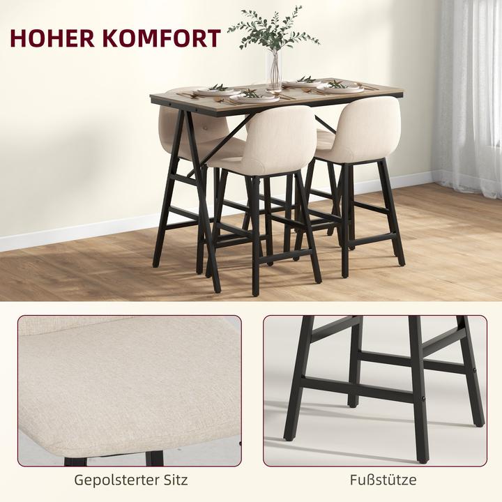 Actual product image Homcom Bartisch-Set Polyester, Spanplatte Beige (120 x 60 x 91 cm)