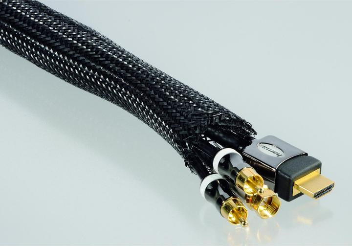 Produktbild Hama Flexibler Gewebe-Kabelschlauch, universal, 20 - 40 mm, 1,8 m, Schwarz (Kabelschlauch, 180 cm)