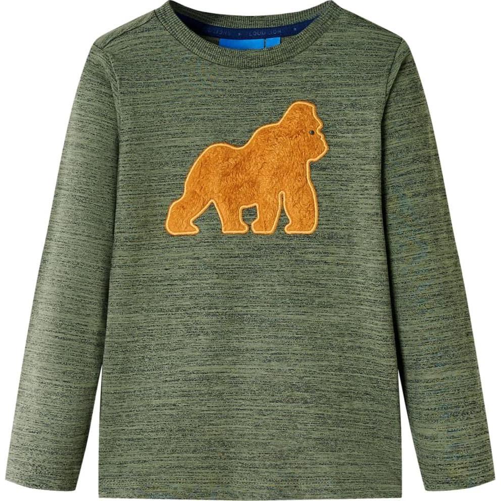 VidaXL, Jungen, Shirt, Kinder-Langarmshirt Khaki Melange 116,Material: 80, Grün, (116)
