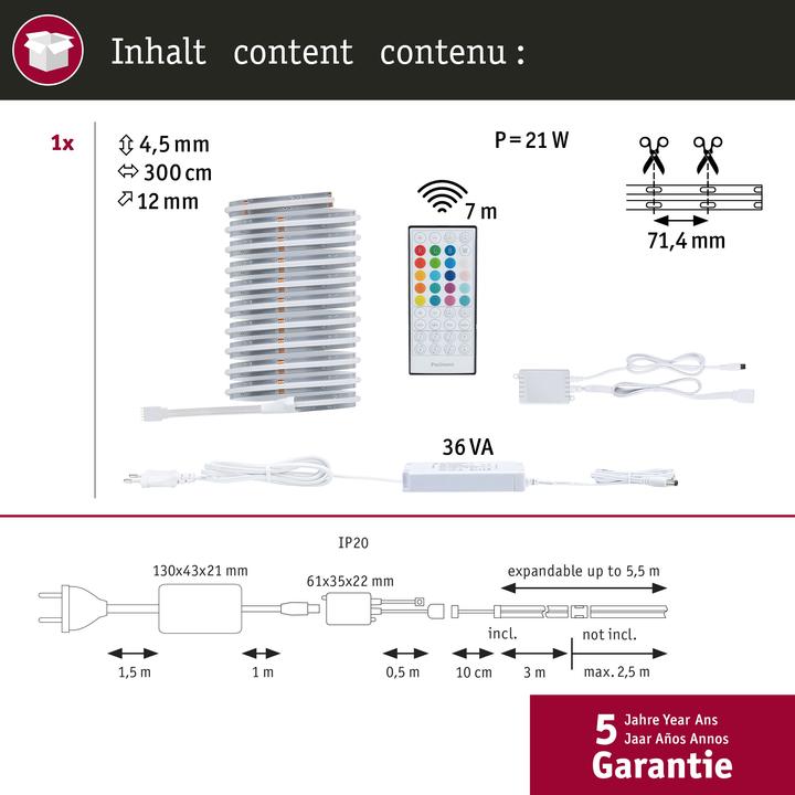 Actual product image Paulmann MaxLED 500 Stripe Set (RGBW, 300 cm, Indoor)