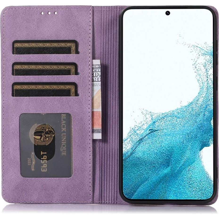 Thumbnail - Cover-Discount Vintage Flip Case Hülle violett (Samsung Galaxy S24+), Smartphone Hülle, Violett