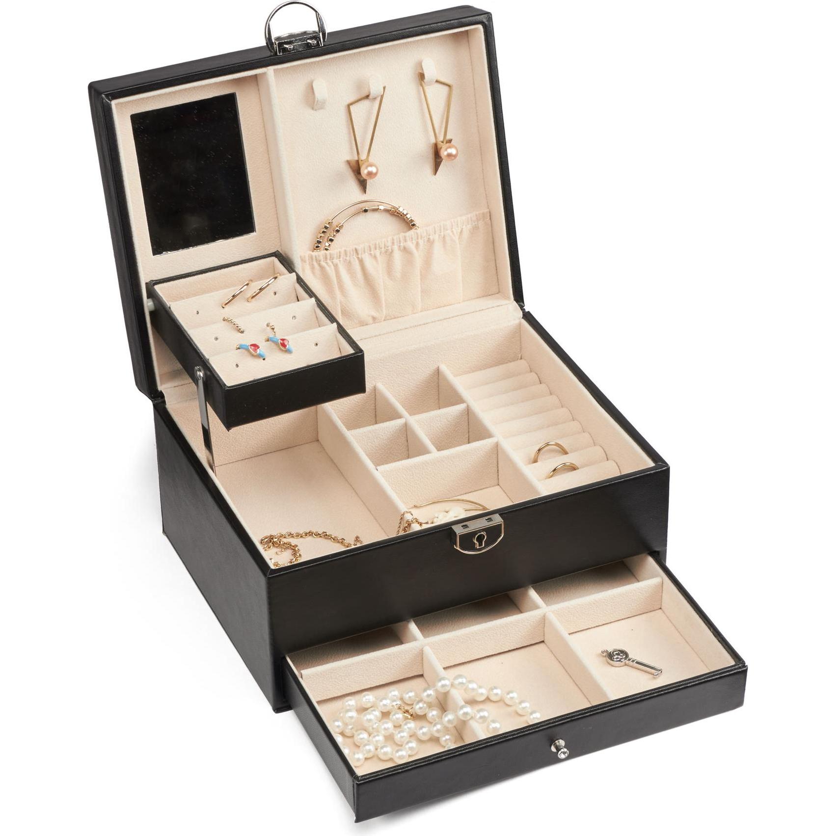 Cimi, Uhrenbox + Schmuckaufbewahrung, Gillian Jones - Large classic jewelry box - Black - Large, Schwarz