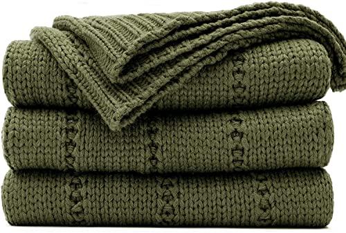 Produktbild Alopini Kuscheldecke Strickdecke 152x203, weiche warme grob gestrickte Decke gestrickte Wohndecke für Bett
