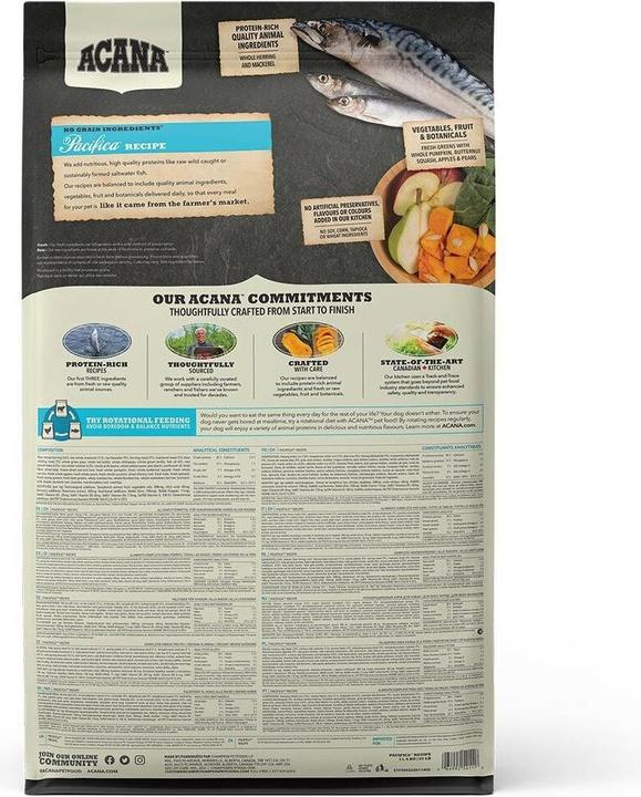 Valori nutrizionali e ingredienti Acana Regionali Pacifica (Adulto, 1 pz., 11400 g)