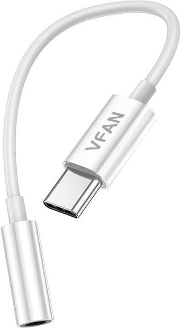 Actual product image Vipfan L08 USB-C to mini jack 3.5mm AUX cable, 10cm (white) (0.10 m, 3.5mm jack (AUX))