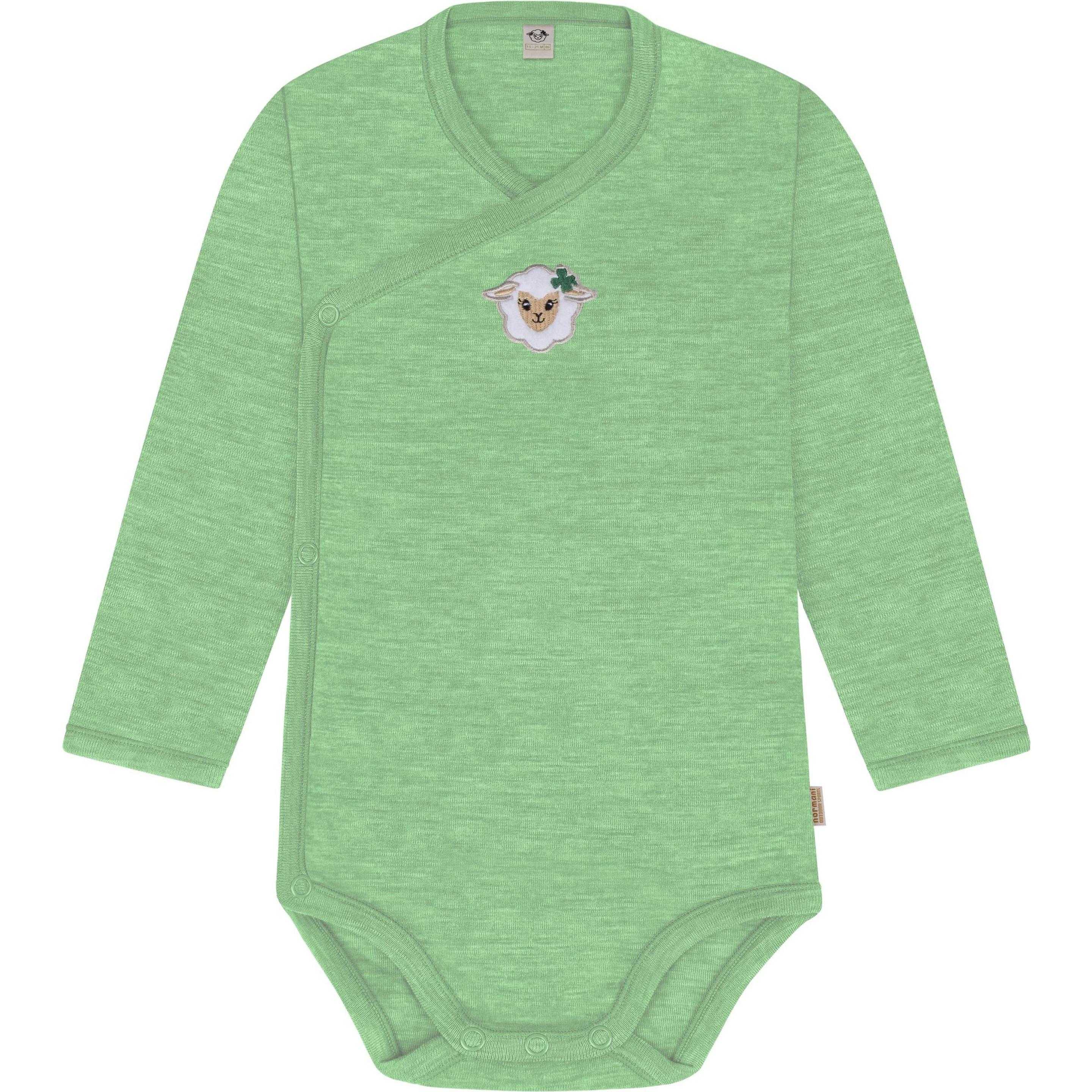 Normani, Herren, Body, Merino Baby-Body langärmeliger Wickelbody aus Merinowolle - 9341, Grün, (74)