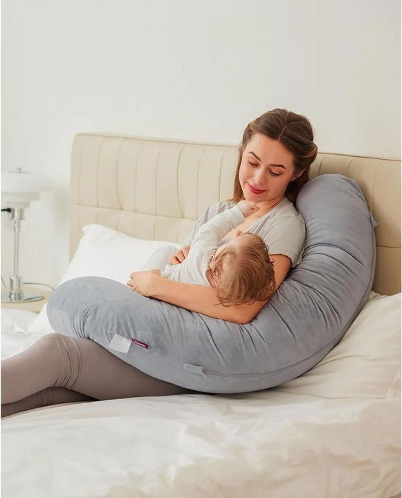 Immagine prodotto Momcozy Cuscino di gravidanza a forma di F in velluto GRA (148 cm)