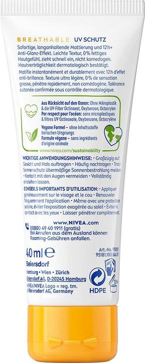 Actual product image NIVEA UV Face Shine Control (SPF 50+, 40 ml)