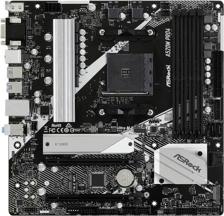 Produktbild AsRock A520M Pro4 (AM4, AMD SoC, mATX)