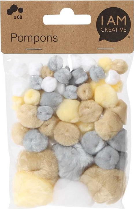 Image du produit I Am Creative Pompons, pastel/naturel, 60 pcs.
