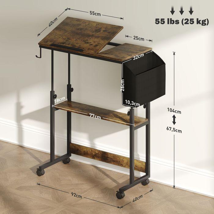 Image du produit Swisshandel24 Höhenverstellbar Schreibtisch, 92 x 40 cm, Computertisch mit Rollen, Plattform