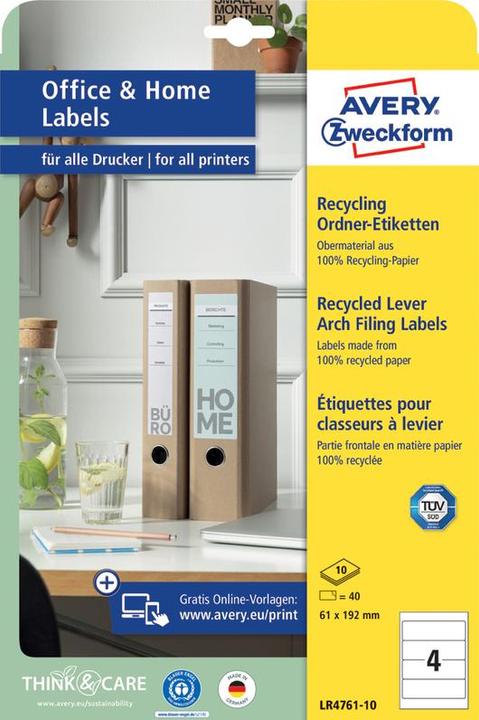 Actual product image Avery Recycling folder labels, home office, small pack