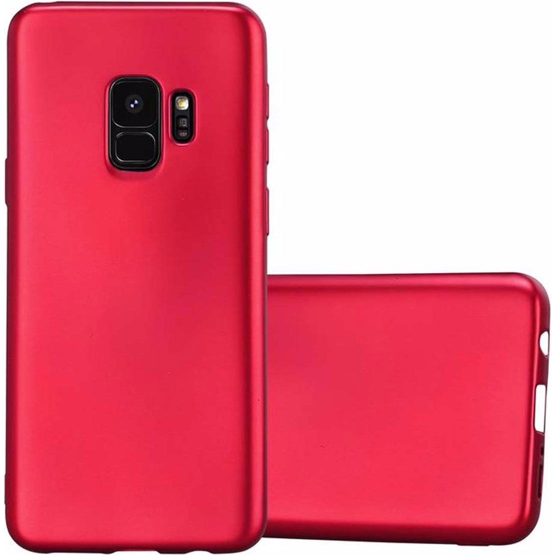 Cadorabo TPU Matt Metallic Cover (Samsung Galaxy S9+), Smartphone Hülle, Rot