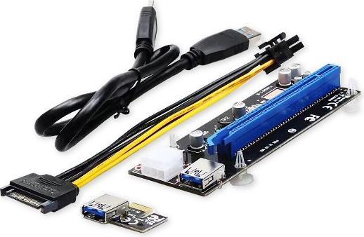 Actual product image Unibos UNRI-106 Riser card PCIe x1 to PCIe x16 6-pin power cable Professional minig riser card with A cl...