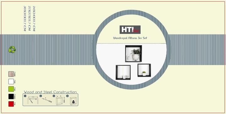 Produktbild HTI-Living Würfelregal 3er Set Altona Schwarz