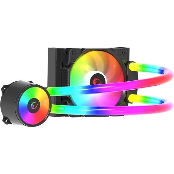 Rampage CPU Water Cooler - ICEBLADE C4 (23dB max., 115,53 m3/h 12cm, A-RGB LED, fekete), Raffreddamento ad acqua CPU, Nero