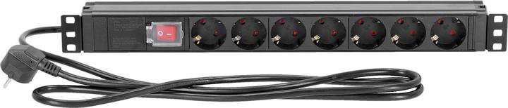 Produktbild Adam Hall 87471 X7 - 2 m - Indoor - Type EF (CEE 7/7) - Abgewinkelt - 1,5 mm² - Aluminium (7 x, CEE 7/7, 2 m)
