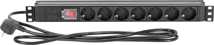 Produktbild Adam Hall 87471 X7 - 2 m - Indoor - Type EF (CEE 7/7) - Abgewinkelt - 1,5 mm² - Aluminium (7 x, CEE 7/7, 2 m)