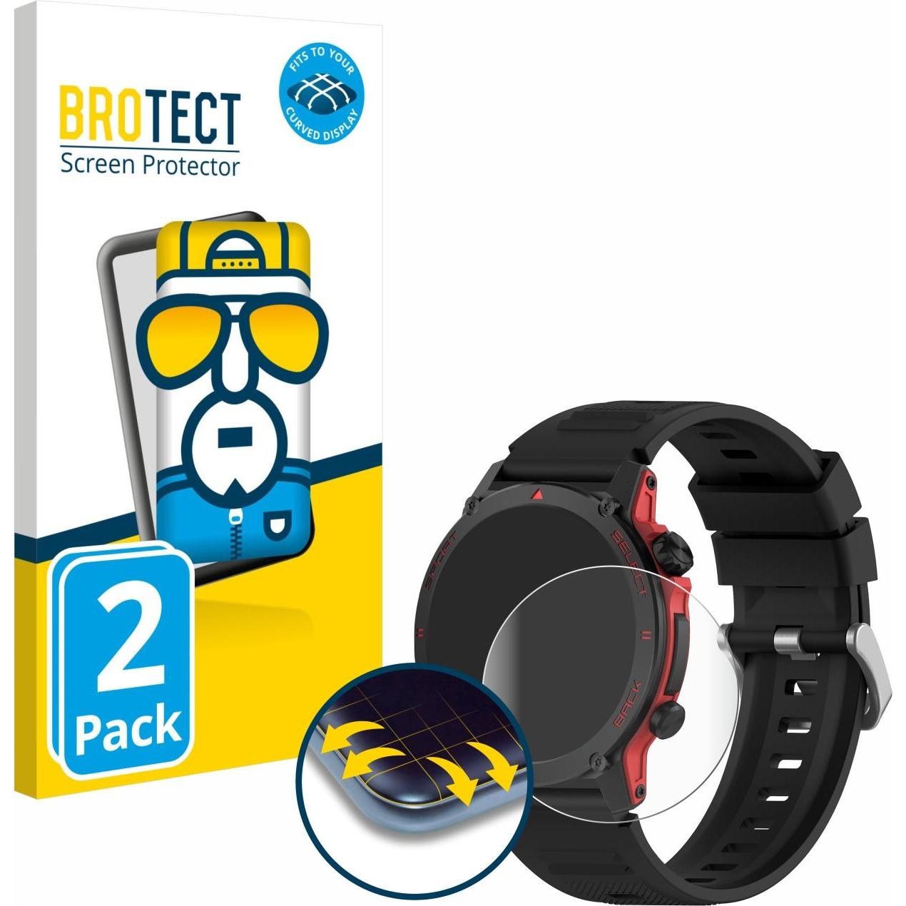 BROTECT Full-Screen Pellicola, Pellicola protettiva per smartwatch, Trasparente
