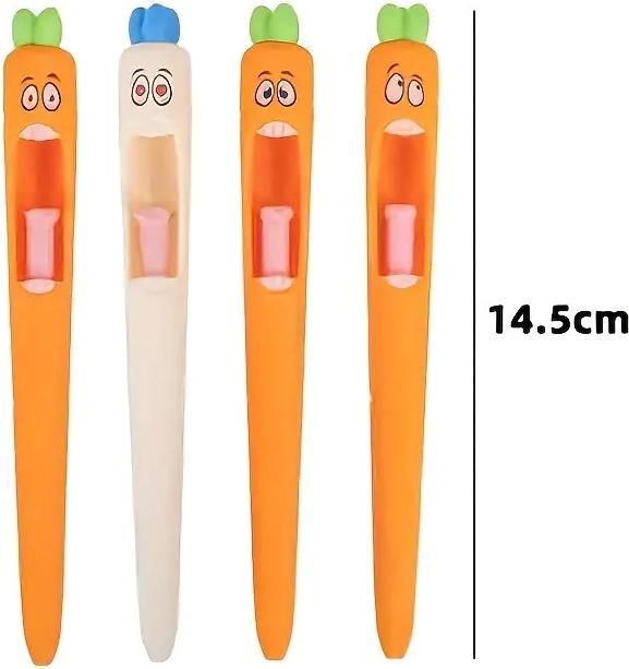 Produktbild The Toy Company 4er-Set Karotten Gelstifte – Lustige Kugelschreiber 0,5 mm (4x)