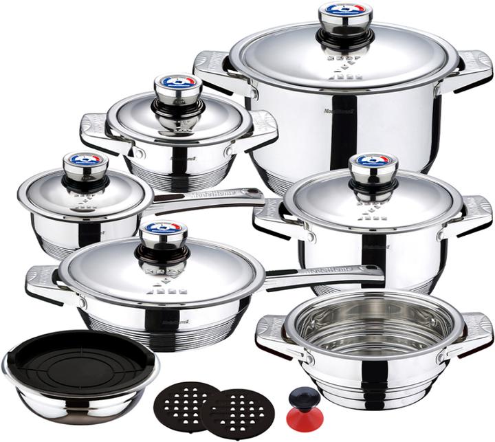 Produktbild ModelHome 17-teiliges Kochgeschirr-Set Edelstahl (Pfannenset + Topfset)