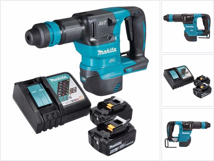 Actual product image Makita DHK 180 RT Battery Chisel Hammer 18 V 3.1 J SDS Plus Brushless + 2x Battery 5.0 Ah + Charger (Rechargeable battery operated, 18 V)