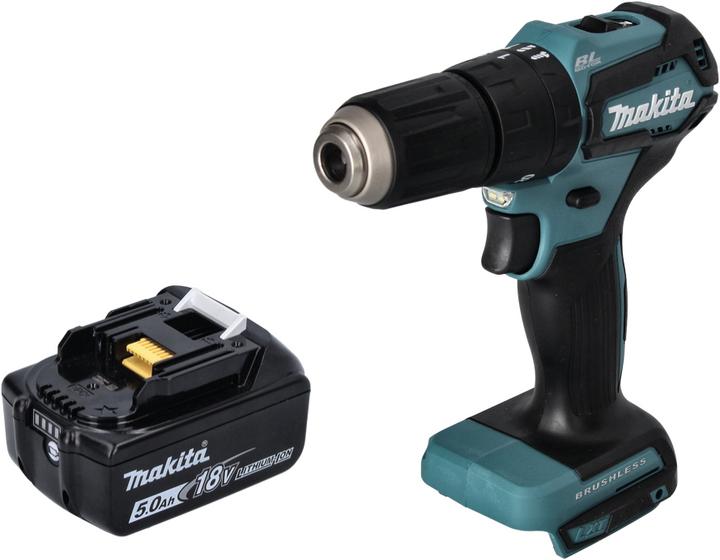 Produktbild Makita DHP 483 T1 Akku Schlagbohrschrauber 18 V 40 Nm Brushless + 1x Akku 5,0 Ah - ohne Ladegerät (Akkubetrieb)