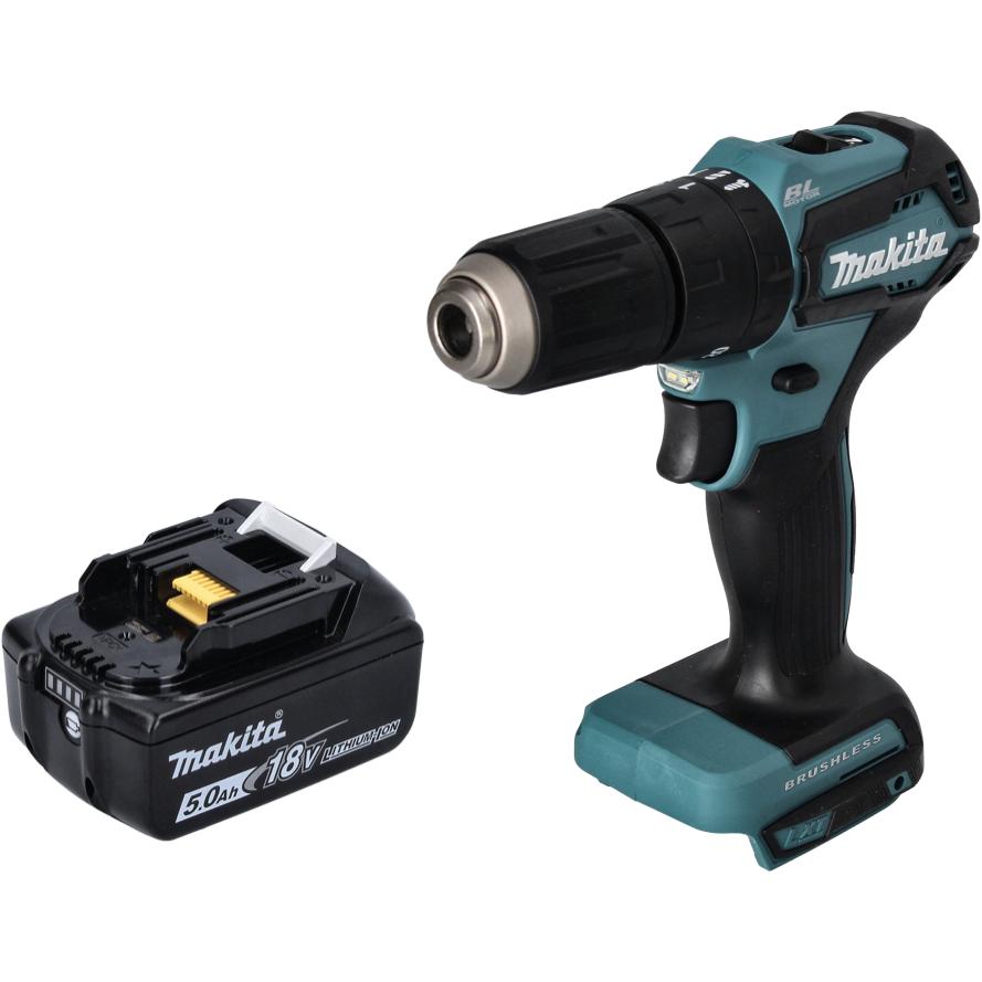 Thumbnail - Makita, Bohrmaschine + Akkuschrauber, DHP 483 T1 Akku Schlagbohrschrauber 18 V 40 Nm Brushless + 1x Akku 5,0 Ah - ohne L...