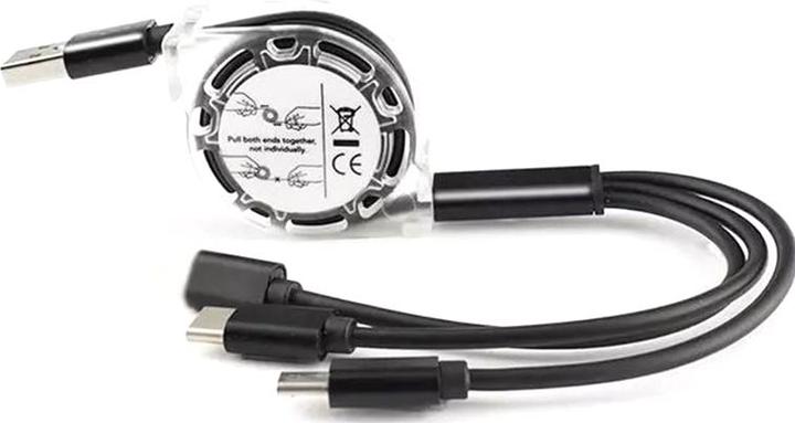 PhoneLook 3 in 1 Multi-Anschluss Ladekabel zusammenrollend mit Micro-USB, USB-C und Lightning (1 m)