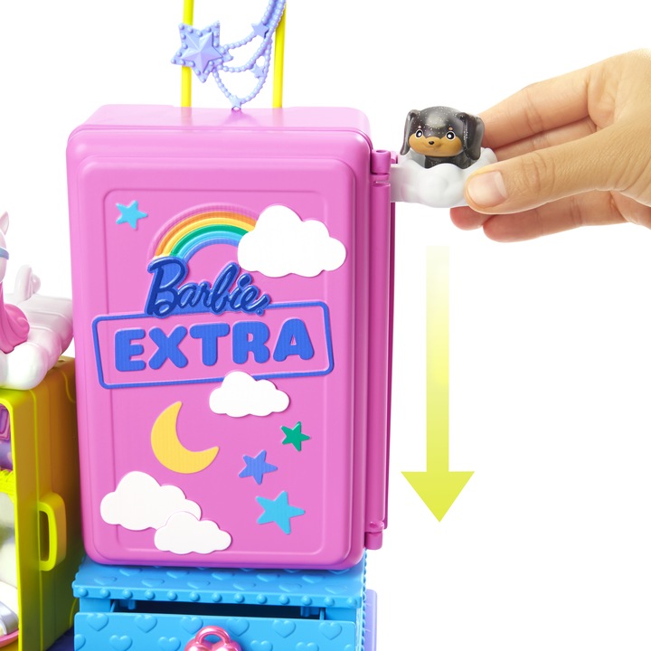 Produktbild Barbie Extra Minis Set inkl. Puppe (pinke Haare) & Haustiere
