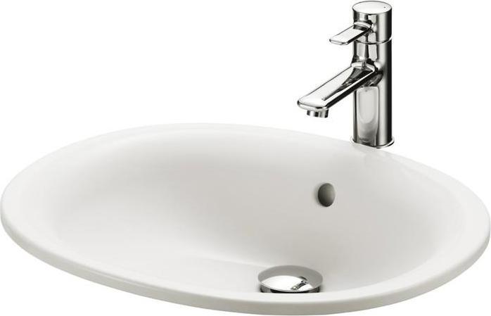 Actual product image TOTO Built-in washbasin 530mm o tap hole with overflow round white (450 mm, 530 mm)