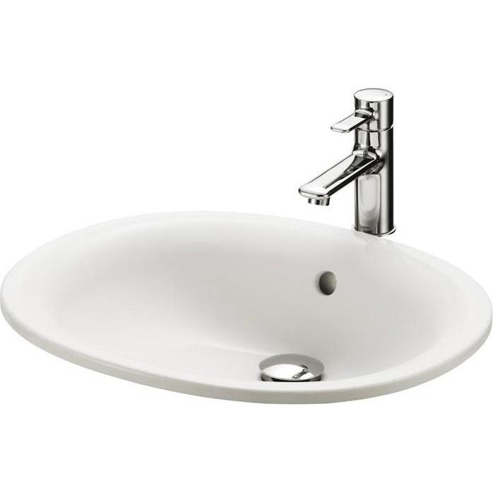 TOTO, Waschbecken, Einbauwaschtisch 530mm o Hahnloch mit Überlauf rund weiss (450 mm, 530 mm)
