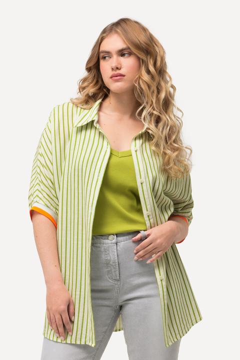 Immagine prodotto Ulla Popken Camicia dal taglio oversize in misto lino con collo da camicia e mezze maniche (50, 52)