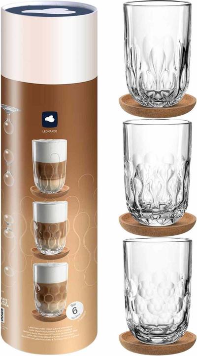 Produktbild Leonardo Cappuccino Becher Gocce mit Untersetzer 380 ml (390 ml, 6 x)
