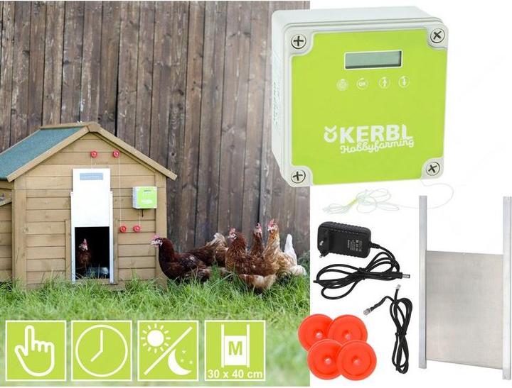 Produktbild Kerbl 70546 Automatische Hühnertür Set inklusive Schiebetüre, 300 x 400 mm