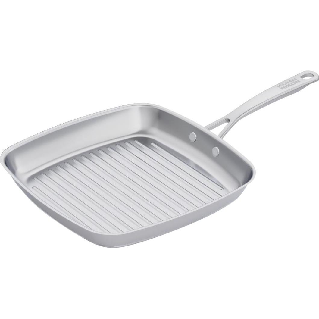 Kuhn Rikon ALLROUND Grillpfanne unbeschichtet gerillt Ø 27 x 27 cm, Padella + Pentola, Argento