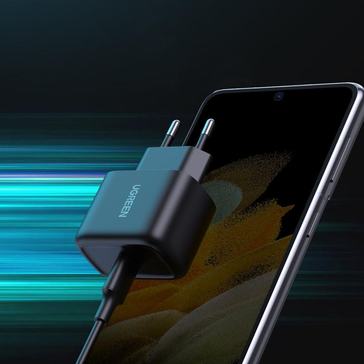 Productafbeelding Ugreen Wandoplader CD250, 25W, USB-C (zwart) + USB-C naar USB-C kabel, 2m (zwart) (25 W)