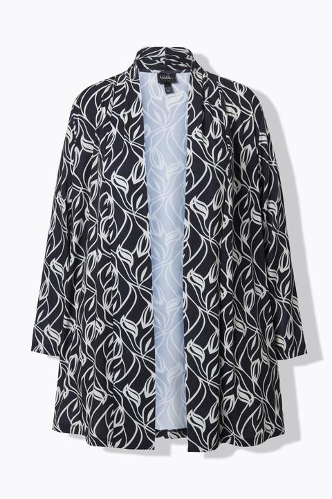 Actual product image Ulla Popken Matte Jersey Leaf Print A-Line Jacket (68)