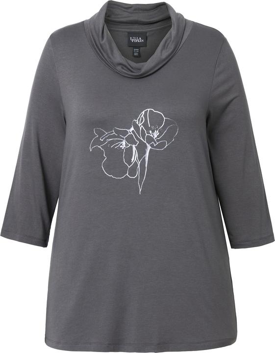 Produktbild Ulla Popken Shirt, Metallic-Druck, Wasserfall-Ausschnitt, 3/4-Arm (46, 48)