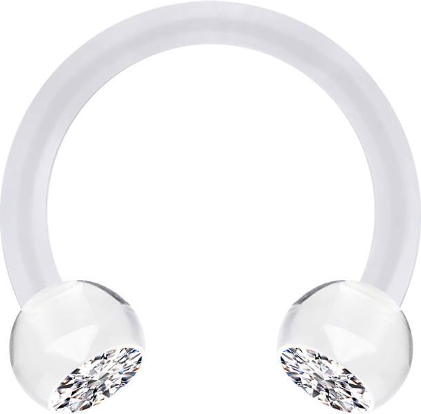 Actual product image Star Piercing Micro Circular Barbell transparent with two balls crystal silver (without brass, Plastic)