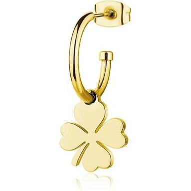 Sagapo, Ohrringe, S'Agapo Gold-Plated Single Earring Four-Leaf Clover Smile Ssm026
