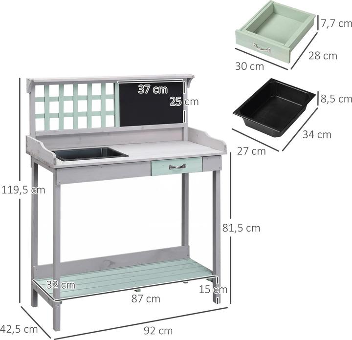 Image du produit Homcom Table de plantation avec tiroir et bac