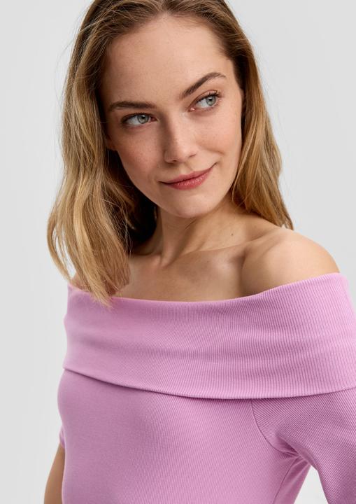Produktbild S.Oliver T-Shirt Stretchiges Rippshirt mit Carmen-Ausschnitt (44)