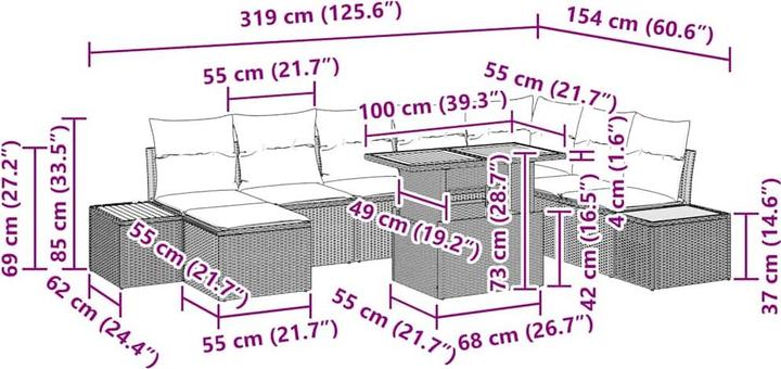 Produktbild vidaXL Garten Essgruppe (55 cm)